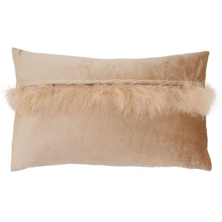 SARO LIFESTYLE SARO 9116.CH1220BP 12 x 20 in. Oblong Velvet Faux Fur Throw Pillow with Poly Filling 9116.CH1220BP